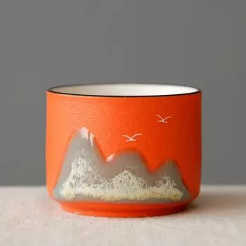 Creative hand-painted ceramic tea cups, coarse ceramic kilns, ceramic cups, plates, tea cups, and water cups coffe cups tea set 1pcs