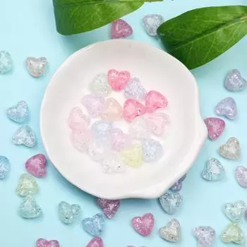 Creative Handmade 9.8*11mm Heart Shape Jewelry Accessories DIY Crack Loose Beads Fashion 50Pcs 50 Pcs разноцветный