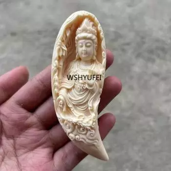Creative handmade carved Guanyin shaped decorative pendant statue home office bus Chinese Feng Shui ornament