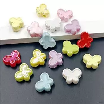 Creative Handmade Materials Fashion DIY Butterfly Loose Beads UV Dazzle Jewelry Accessories 5Pcs Bracelet Necklace Acrylic разноцветный