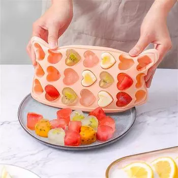 Creative heart shape 21 ice tray silicone mold personality square round household ice maker ice mold with lid