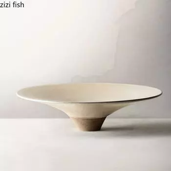 Creative High Foot Ceramic Dinner Plate Steak Plate Dessert Plates Snack Plates Pasta Plates Restaurant Special Tableware