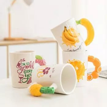 Creative High-temperature Ceramic Cup, Fruit, Mug,Drinkware Water Cups, Milk, Beer, Eco-friendly Drinking Utensils 301-400ml