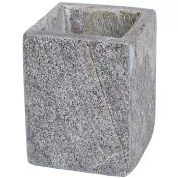 Creative Home Natural Slate Stone Square Tumbler Toothbrush Holder Makeup Brush Holder Bathroom Vanity Countertop Organizer x x H Gray 3 3 4