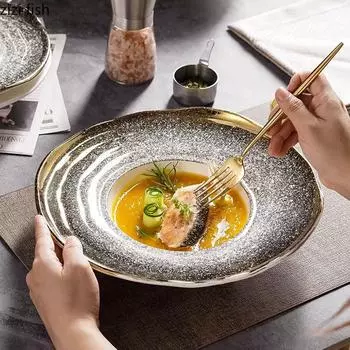 Creative Irregular Ceramic Dinner Plate Restaurant Thick Soup Plate Dessert Plate Pasta Plates Salad Plates Special Tableware