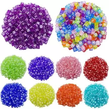 Творческие ювелирные изделия оптом 50 шт. 6 мм кулон DIY для свободных бусин квадратная буква ожерелье браслет жёлтый