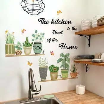 Креативные наклейки на стену для кухни, съемный винил ПВХ, гостиная, кухня, устойчивые к пятнам, домашний декор, наклейки на стену