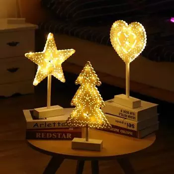 Creative Led Star Shaped Lights Christmas Tree Small Night Lights Love Romantic Bedroom Outdoor Decoration Warm B