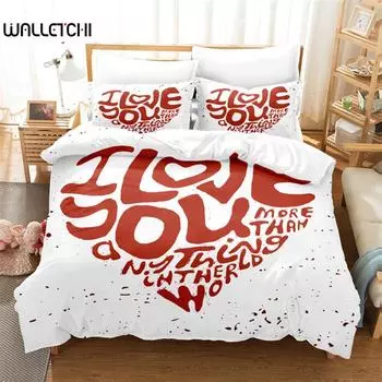 Creative Letter Love Bedding Set, 3Pcs Duvet Cover Set, Soft Comfortable Breathable Duvet Cover, For Bedroom Guest Room Decor EU single(135x200cm)
