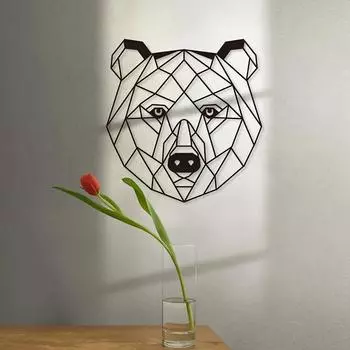 Creative Line Bear Iron Crafts Стильный декор для интерьера и улицы, идеально подходит для гостиной, прихожей и украшения стен на улице светло-серый
