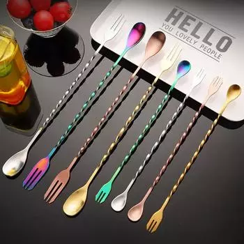 Creative Long Spiral Handle Cocktail Spoon Stainless Steel Whisky Wine Mixing Spoon Shaker Muddler Stirrer Bar Accessories