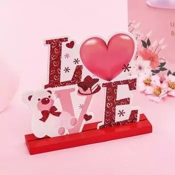 Creative Love Valentine S Day Table, Desktop Wooden Diy Handicrafts Valentine S Day Ornament