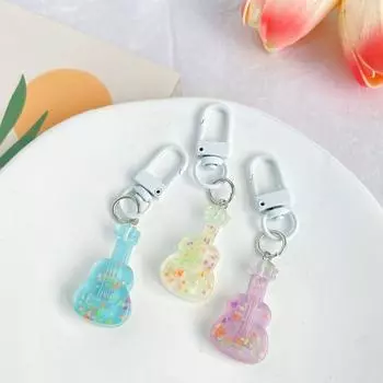 Creative Luminous Guitar Keychain Transparent Mini Guitar Pendant Car Key Pendant жёлтый