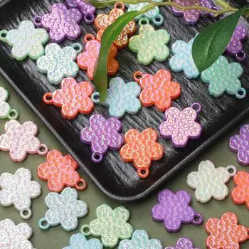 Творческий материал для ожерелья, брелок, изготовление ювелирных изделий, акрил, 10 шт., аксессуары ручной работы, изысканные лепестковые бусины, сделай сам, подвески в виде цветка в форме сердца розовый