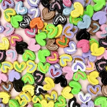 Creative Material Handmade Necklace Beads Making Alloy Heart DIY Bracelet Drop Oil Fashion 9.4*11.4mm Jewelry Accessories Double Color 10Pcs жёлтый