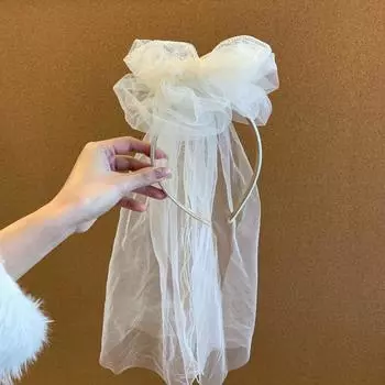 Creative Mesh Bow Headband Korean Style Birthday Photograph Prop Hair Styling Accessory Style A