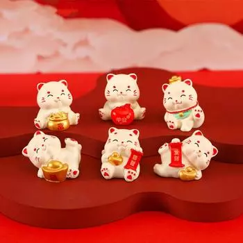 Creative Mini Lucky Cat Ornaments Cute Micro Landscape High Quality Resin Fortune Cat Miniature Decoration Home Decor Car Decor