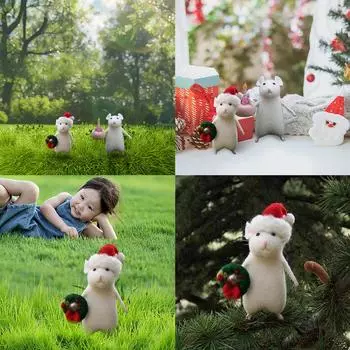 Creative Mini White Mouse Doll Halloween Mouse Hug Pumpkin Mouse Felt Ornament Set Toy Needle N O1U7 wreath-1pcs