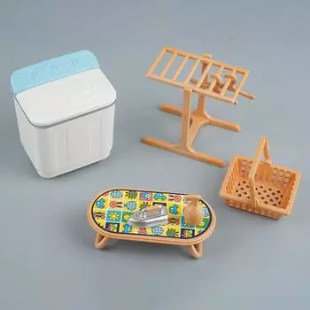 Creative Miniature Simulation Accessories Mini Children S Play House Doll House Washing Machine Set Hanger Basket Model Toy