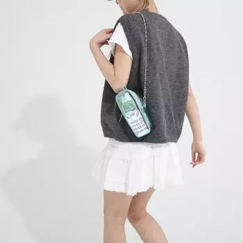 Creative mobile phone phone bag 2024 new casual simple fashion chain bag personalized funny toy bag women чёрный