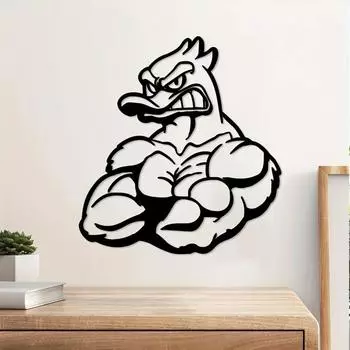 Creative Muscle Duck Iron Crafts - Unique Indoor Decoration for Living Room and Hallway, Stylish Outdoor Wall Dcor светло-серый