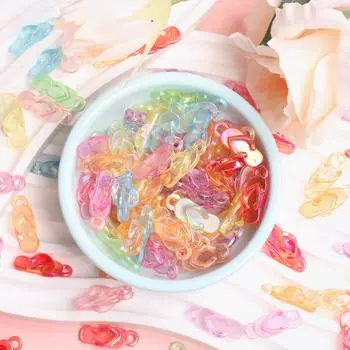 Creative Phone Chain Making Beaded Material Acrylic Beads 30Pcs 8*22mm Craft Candy Color Handmade Material Slippers Shape DIY синий