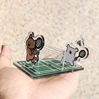 Креативный держатель для телефона с рисунком площадки для бадминтона, настольная подставка для телефона с орнаментом для любителей спорта A