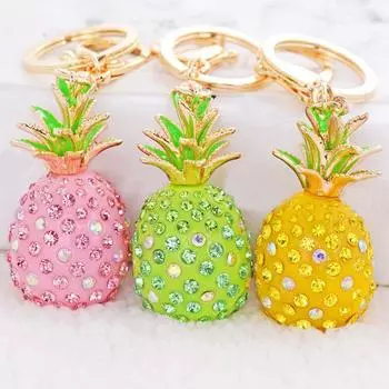 Creative Pineapple Keychain Colorful Car Key Pendant Fine Jewelry Fruit Key Chain Female жёлтый