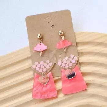 Creative pink heart capsule earrings розовый
