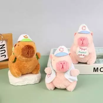 Creative Plush Capybara Keychain Soft Baseball Kapibara Pendant Kawaii Capibara Bag Hanging Kids Style D Keyring
