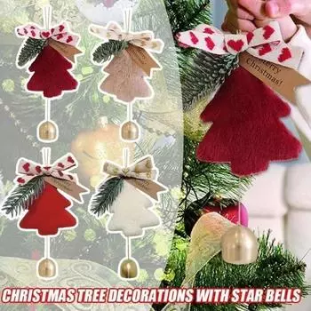 Creative Plush Christmas Tree Bell Pendant New Year Party Atmosphere Ornaments Creative Doorbell Xmas Home Decoration