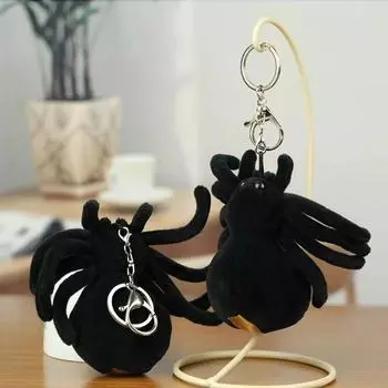 Творческий плюшевый имитация черного паука брелок для ключей плюшевый паук милые брелоки для рюкзака мультяшная сумка кулон 11cm