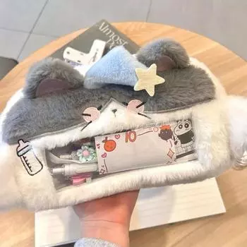 Creative Plush Sleepy Little Cat Doll Pencil Case Cute Pen Holder Cartoon Pencil Pouch Kawaii Stationery Storage Bag Gifts