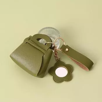 Creative Pu Leather Women Clutch Bag Shaped Keychain With Mirror Mini Earphone Key Bag Pendant Cute Coin Purse Pendant Gifts зелёный