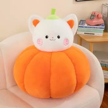 Creative Pumpkin Cat Plush Toy Girl Birthday Gift Sleeping Pillow To Accompany Home Ornament 35cm0.9kg