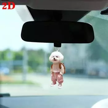Creative Puppy Man Backpack Pendant Rearview Mirrors Hanging Ornaments Car Interior Decoraction Accessories Gifts