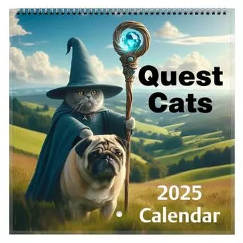 Creative Quest Cats Calendar 2025 Calendar Cat Calendar 2025 Medieval Adventure Cat Calendar Monthly Wall Hanging Planner United States