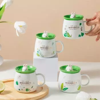 Creative rabbit Ceramic Cup Cute Different Cups of Coffee Cup for Tea Christmas Mug Set Ceramics & Pottery Personalized Gifts 301-400ml
