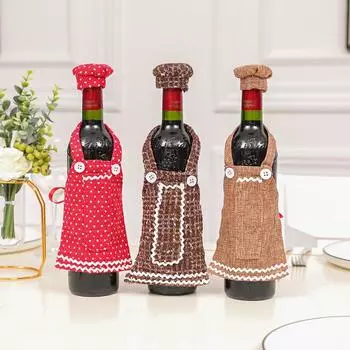 Creative Red Wine Set Linen Apron Restaurant Hotel Home Decoration Christmas Desktop Decoration Artwork