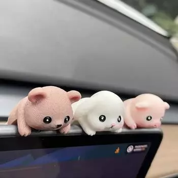 Creative Resin Car Center Console Navigator Screen Lying Panda Animal Decoration Computer Display Koala Model Pig Bear Toy Gift