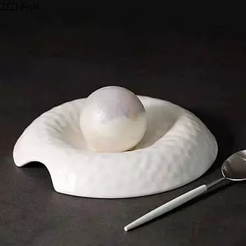 Creative Restaurant Ceramic Plate Party Dessert Sushi Plate Delicate Dishes Decorative Plate Home Kitchen White Tableware