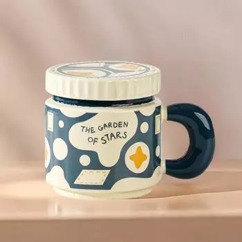 Креативная керамическая чашка в стиле ретро с цветочным узором, ниша, высококачественная кофейная чашка с крышкой и симпатичная мужская кружка для девушки 301-400ml