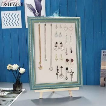creative retro photo frame display jewelry stand vertical home dressing table earrings bracelet storage board wall hanging home