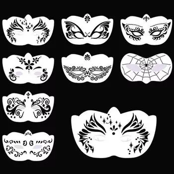 Creative Reusable Face Paint Templates Hollowed Hand Painting Body Art Paint Stencils Decorative Easy Use DIY Makeup Tools Party