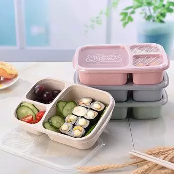Creative Simple Wheat Straw Straw Bento Box Square Fast Food Box зелёный