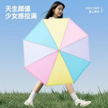 Creative small fresh long handle transparent umbrella female curved handle straight pole umbrella environmental protection 21 inch