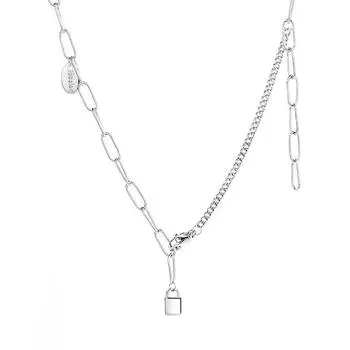 Creative Small Lock Asymmetric Necklace Female Design Simple Sweet Cool Punk Style Collarbone Chain Personality copper