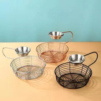 Creative snack plate basket hanging sauce cup French fries basket bar Dim sum fried chicken wings bread basket chicken plate