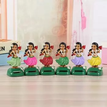 Creative Solar Swinging Hawaiian Girl Doll Ornaments Car Decorations Hula Girl Swinging Cartoon Car Ornaments Gift фиолетовый