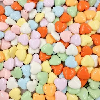 Creative Solid Color 18.8*17.2mm Acrylic Fashion DIY Handmade Materials Heart Beads 20pcs/bag for Necklace Earrings Making